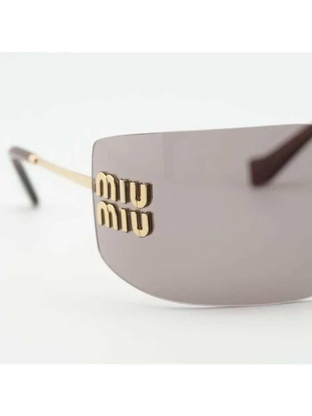 Miu Miu MU54YS 5AK06I Geometric Sunglasses - Gold/Light Purple Brown